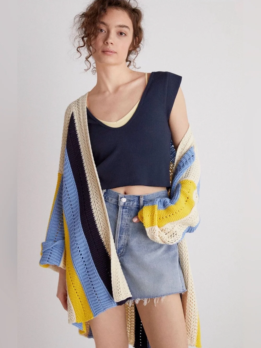 Anthropologie Maeve Striped Longline Cardigan Sweater